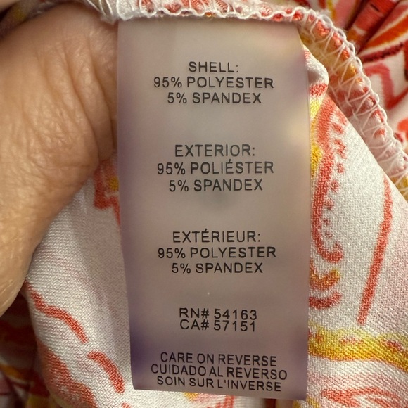 Tommy Hilfiger Women's Size Large Sleeveless V-Neck White w/Orange/Yellow Blouse - Picture 12 of 13